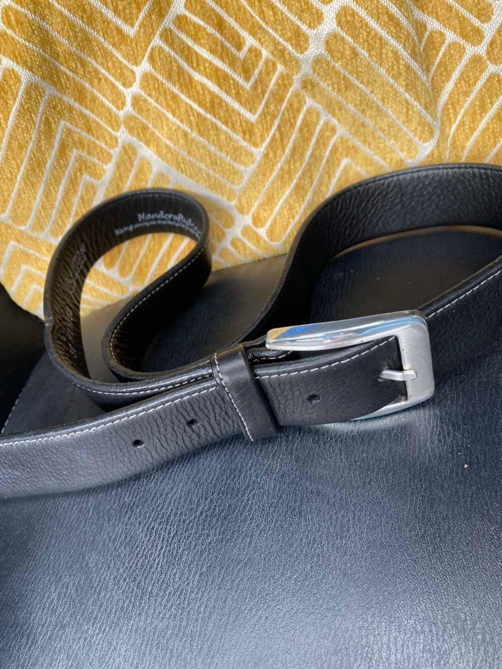 Brighton Handcrafted Black Leather Men's Belt with Silver Buckle